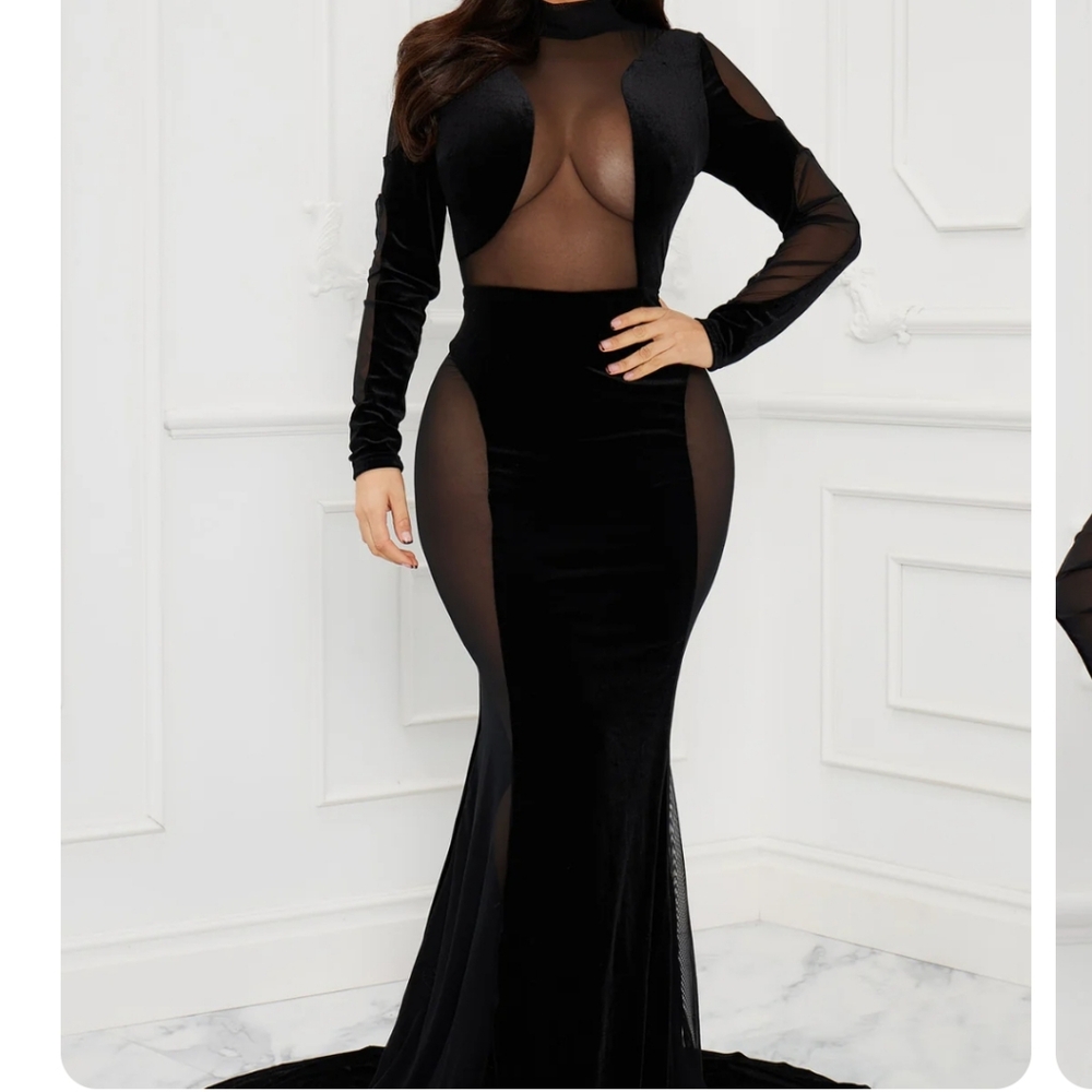 Elegant Black Velvet Gown